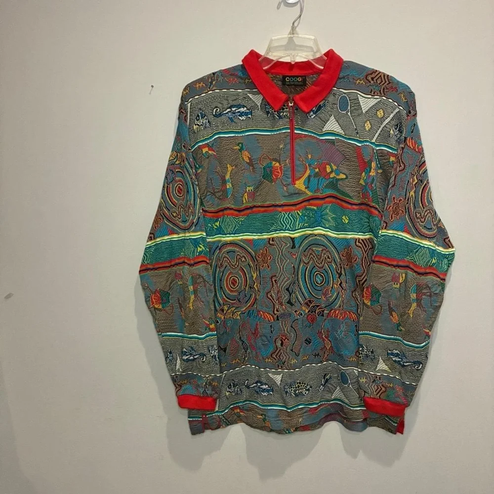 COOGI Men's Vibrant Abstract Button Down Shirt - Picture 2 of 11